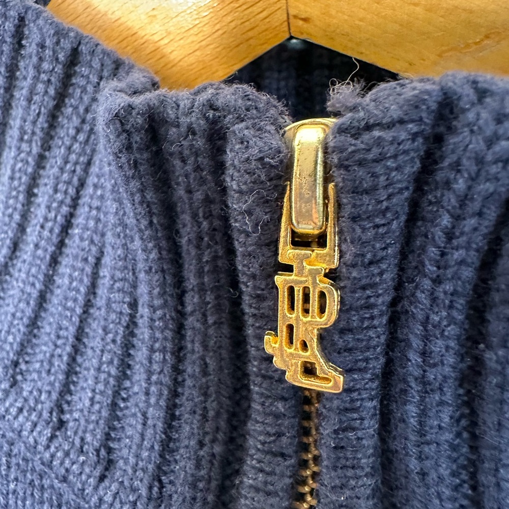 Vintage Lauren Ralph Lauren Striped 1/4 Zip Sweater Embroidered Oversized Preppy - Picture 7 of 8